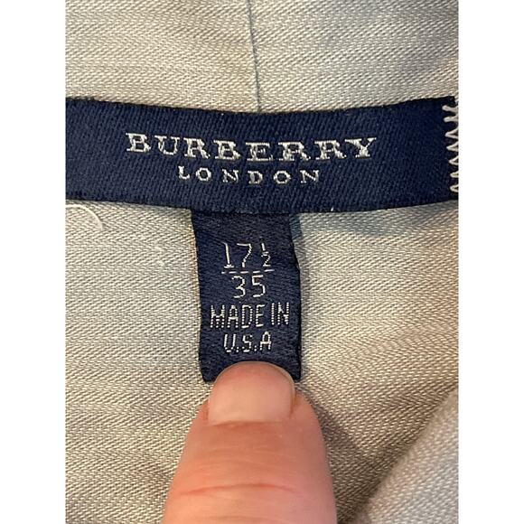 Burberry 17-1/2 / 35 Men Gray Long Sleeve Button Down Shirt Business Casual - Picture 4 of 7